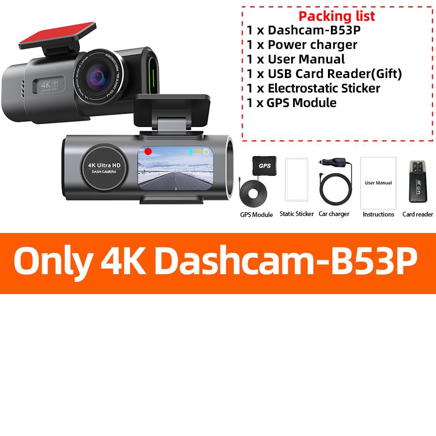 Yangood 4K Dashcam Black box Dual Channel Dual Lens Night Vision Support WIFI GPS 24H Parking Monitoring Car Video Recorder