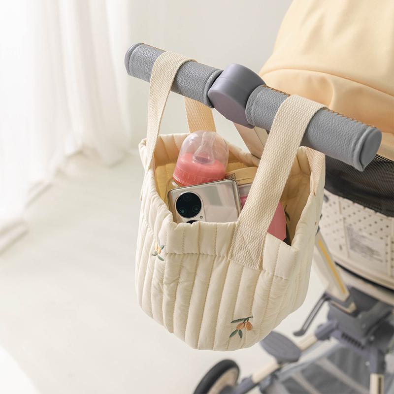 

Cute Baby Diaper Storage Bag Baby Supplies Toys Clothes Storage Bag Cotton Embroidery Multifunctional Mommy Storage Basket M бежевый
