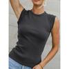 Women's Summer Fashion Solid Color Sleeveless Crew Neck Slim Ribbed Sexy Spice Top