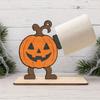 Black Cat Holiday Gift 2Pcs Halloween Paper Towel Holder, Cartoon Animal Tabletop Roll Dispenser, Wooden Funny Skeleton Decor Tissue Stand for Kitchen