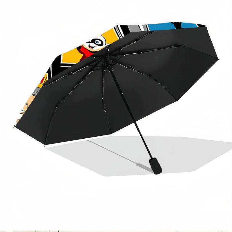 Incredibles Print Automatic Open Close Umbrella, Portable Foldable Umbrella, for Outdoor Commute Camping Trip, Ideal Birthday Gift