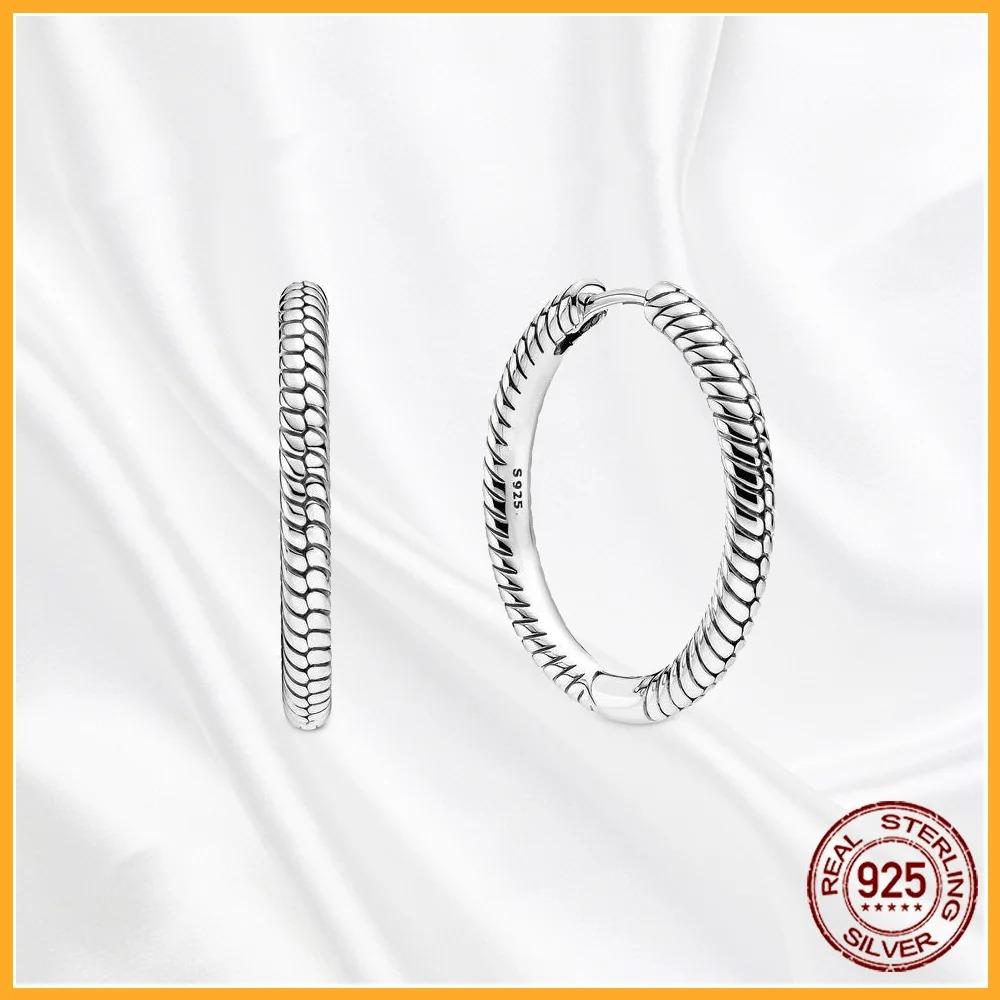 925 Silver Heart Hoop Earrings Sparkling Original Jewelry Gift for Women