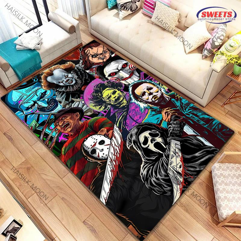 1PC Halloween Horror Thriller Carpet New Release! Rug for Living Rooms Bedrooms,Machines Washable Mat Gift for Boyfriend Son Dad