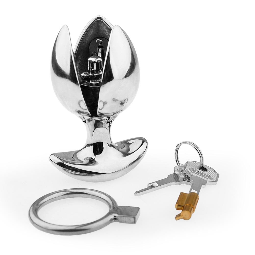 Adult Products Sex Fun Products Anal Lock Chastity Lock Opening and Closing Butt Plug Dilator a SM Metal Toy