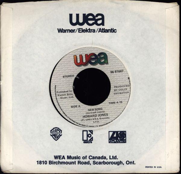 

7inch Record HOWARD JONES - New Song 9697667 WEA 1983 Canada Dance & Electronica Used