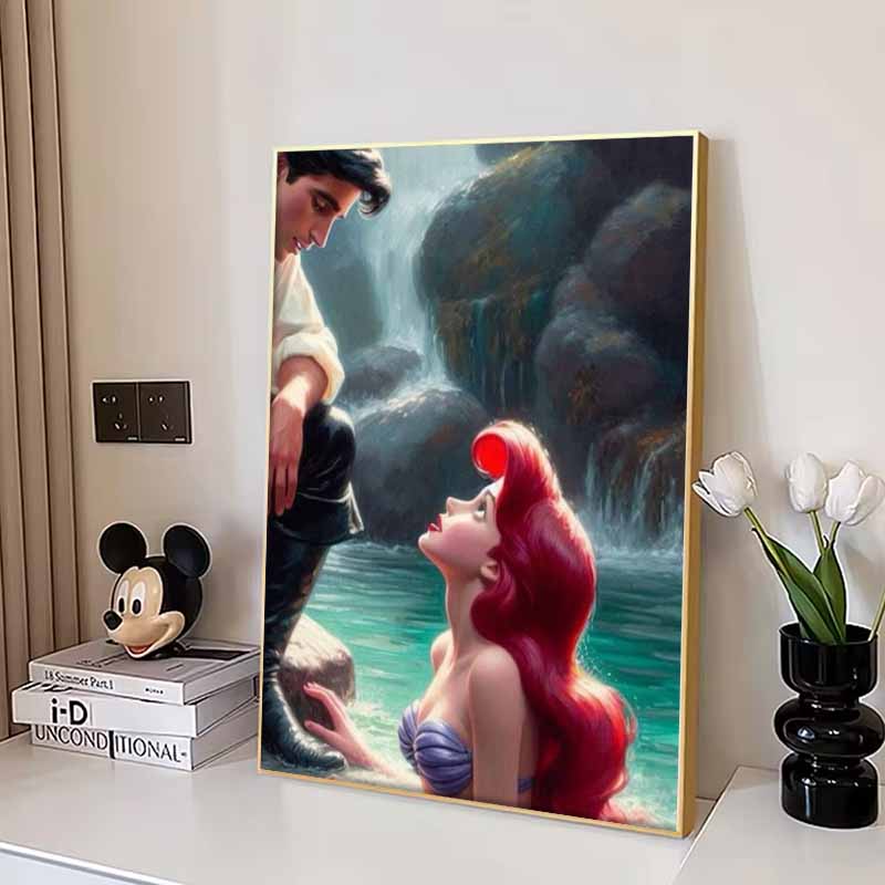 Disney Diamond Painting Little Mermaid Illustration 5D DIY Full Round Diamond Mosaic Cartoon Embroidery Art Painting Home Decoration