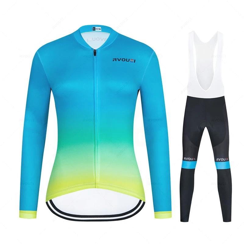 Cycling Clothing Women Long Sleeve Jersey Suit Outdoor Riding Bike MTB Cycling Jersey Bib Pants Set 2026 Autumn Breathable Cycling Suit Set