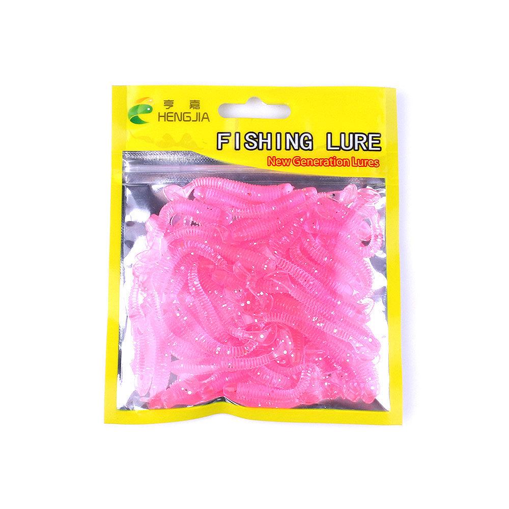 50Pcs/Bag T Tail Silicone Soft Bait Fishing Artificial Worms Soft Lures Carp Fishing Accessories