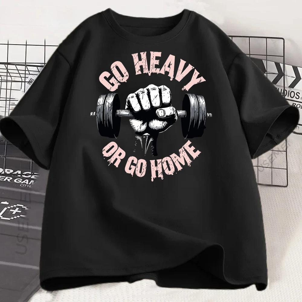 Gym Workout T Shirt Barbell Graphic Tee Short Sleeve Casual Neutral Clothing for Fitness and Bodybuilding Lovers S