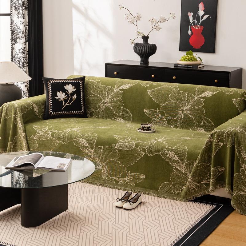 -Flower Sofa Towel Blanket, Chenille Couch Cover, Anti Cat Scratch, Chair Recliner Furniture Protector, One Piece
