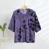 2025 Women's Floral Cotton & Linen Sun Protection Set - Shirt & Long Pants with Five-Sleeve Design