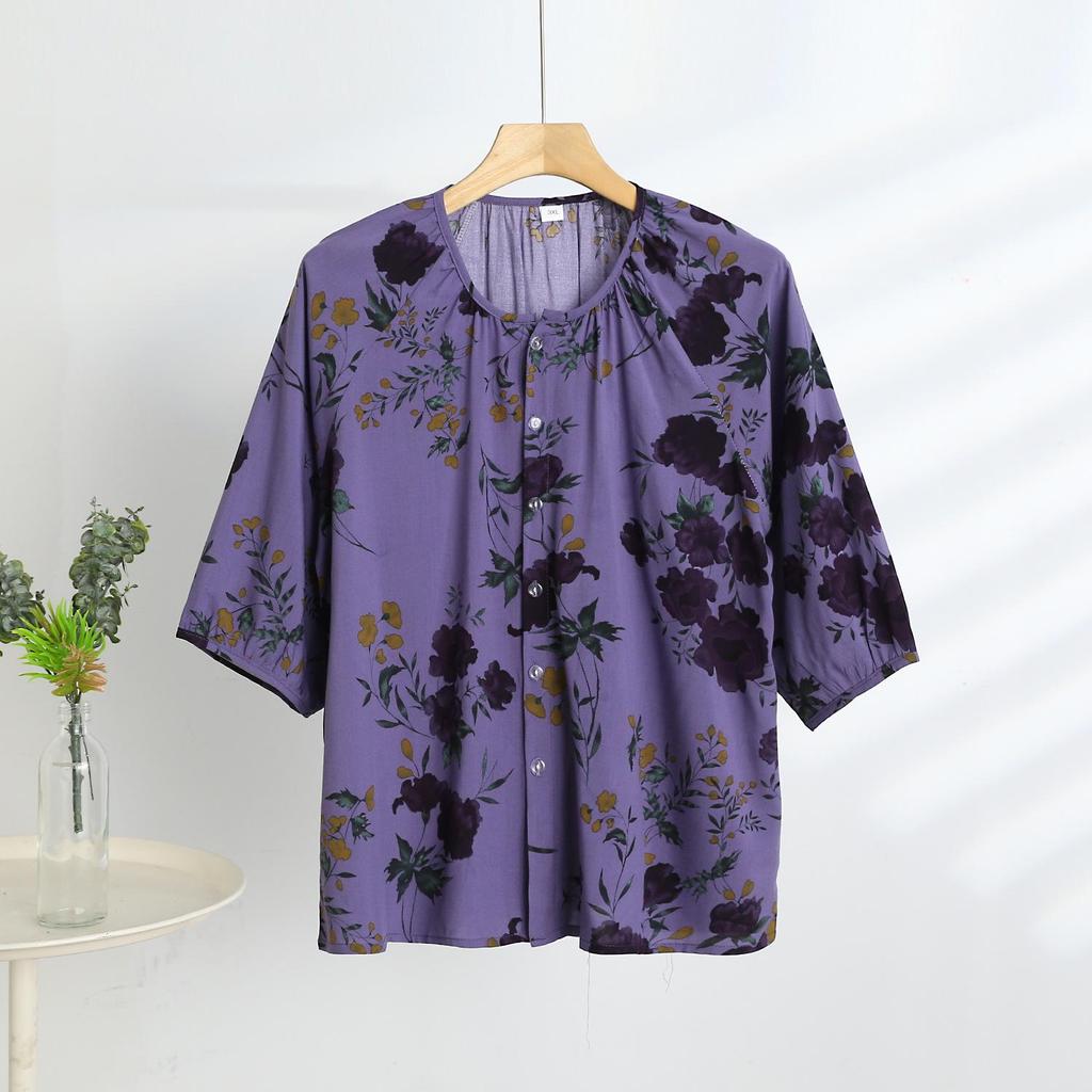 2025 Women's Floral Cotton & Linen Sun Protection Set - Shirt & Long Pants with Five-Sleeve Design