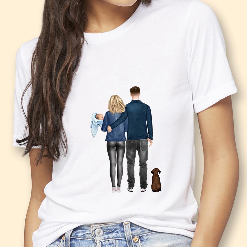 Mothers Day Theme Cute Cartoon Trend ShortSleeved Womens TShirt Polyester Fabric Simple AGeneration Style
