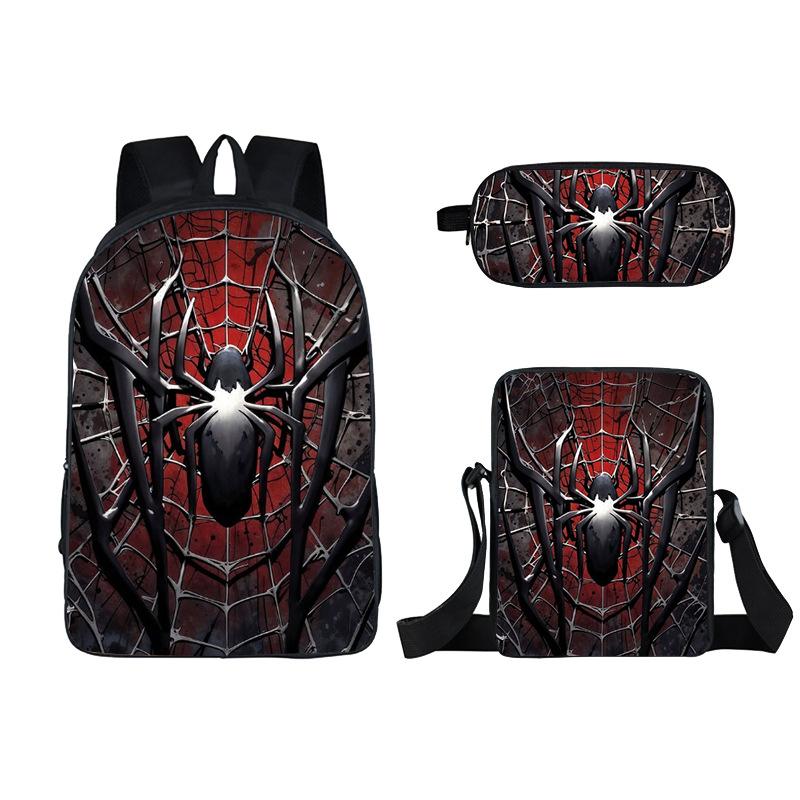 Flat Spider Pattern Schoolbags Cartoon Printed Children's Backpack Large Capacity Pencil Case Boys Girls Elementary School Students' Backpacks