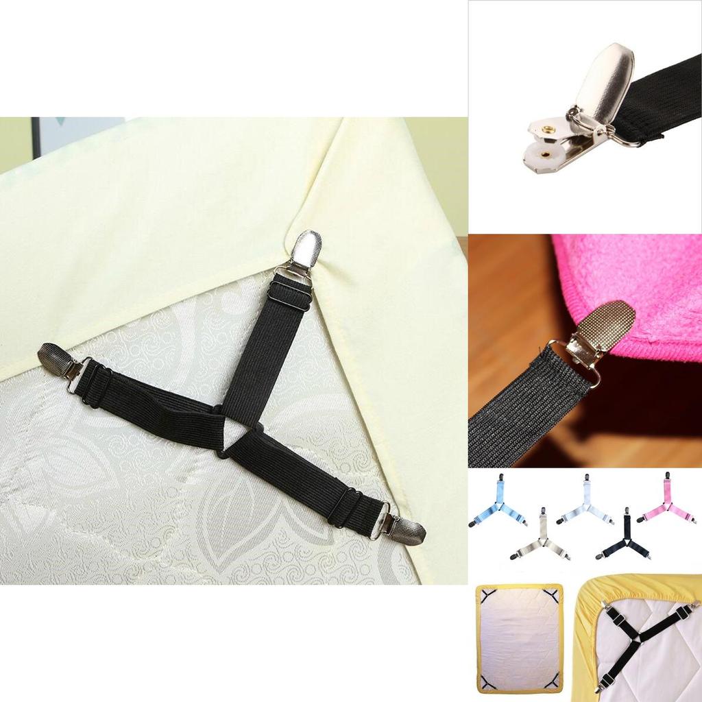 Premium 4 X Triangle Suspender Holder Bed Mattress Sheet Straps Grippers Fasteners For Secure Bedding