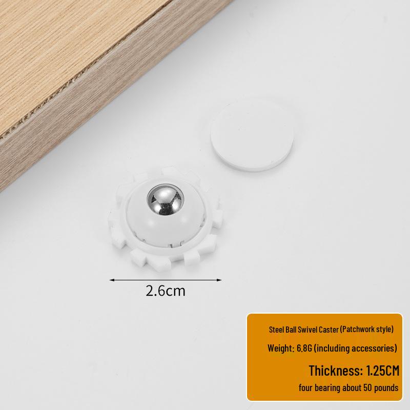 Punch-Free Adhesive Caster Wheels - Silent, Wear-Resistant, Ball Bearing, Thickened Base for Household Mobility.