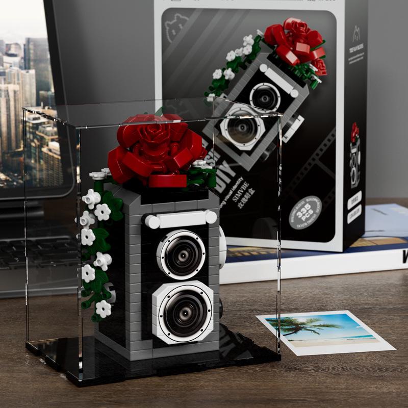 LEGO-Compatible SLR Camera Flower Building Blocks - Creative Educational Toy for Children and Trendy Decor Gift