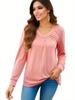Casual Pleated V Neck Long Sleeve Blouses for Women Spring Summer