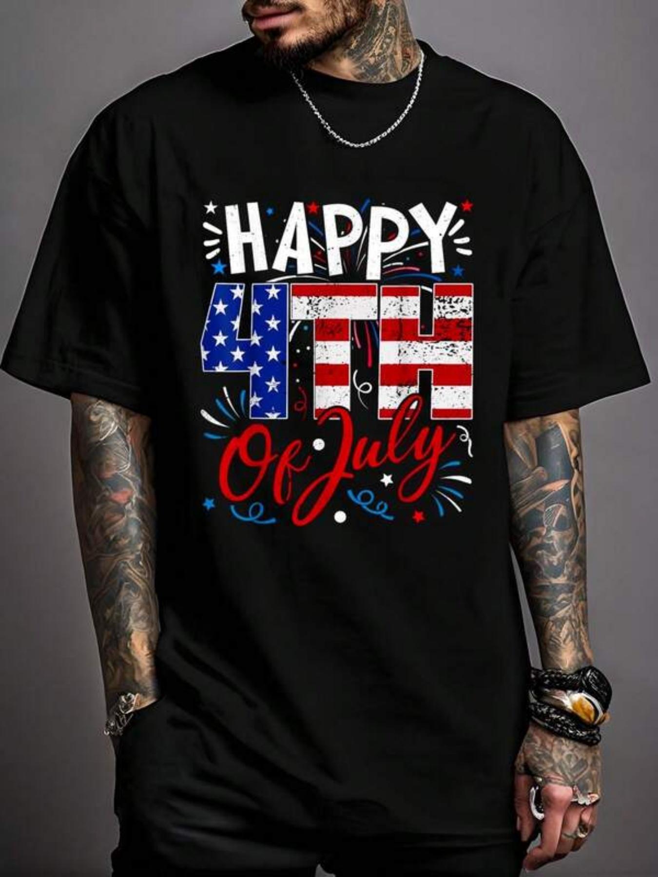 

4Th of July T-Shirt Print T-Shirt Casual Crew Neck Short Sleeve Comfort Tee Top for Spring & Summer Men S Clothing 5XL різнокольоровий