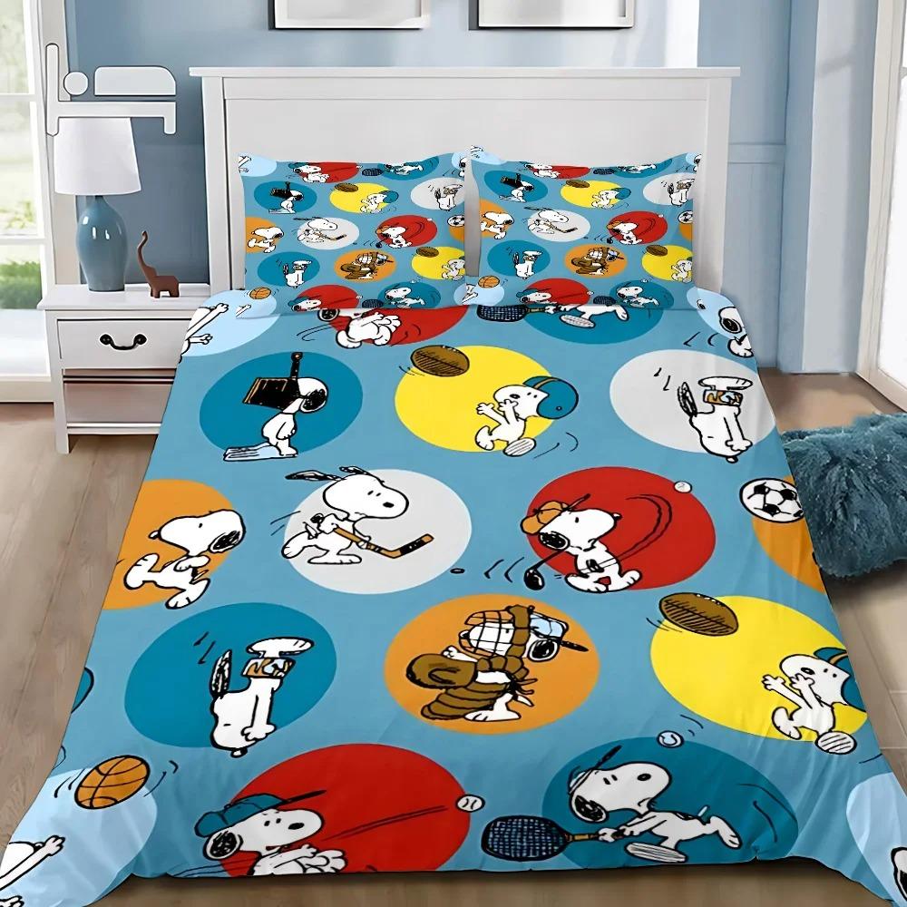 Duvet Cover Pillowcase Bedding Set Cute Funny S-Snoopys Adult Boy Girl Bedroom Decoration Children Gift Single Double Large Size