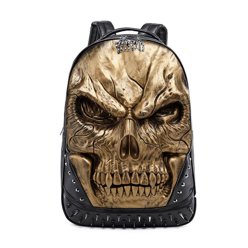 TS JYL laptop bag,European Fashion Men Backpack Stereo Skull Design Casual Travel Backpack