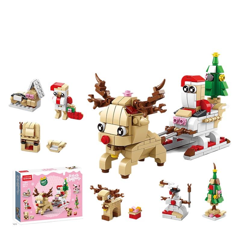 6 In 1 Christmas Train Model Building Blocks Bricks Sets Classic Dolls Kids Toys Gift