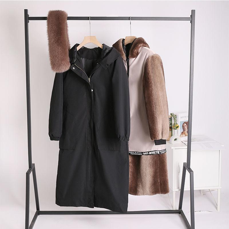 Nuova giacca invernale per mamme, parka in pelliccia sintetica ispessita con fodera staccabile e design lungo al ginocchio
