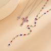 3Pcs/Set Colorful Crystal Cross Pendant Necklace for Men Hip Hop Adjustable Choker Collar Chain Christian Jewelry Accessories