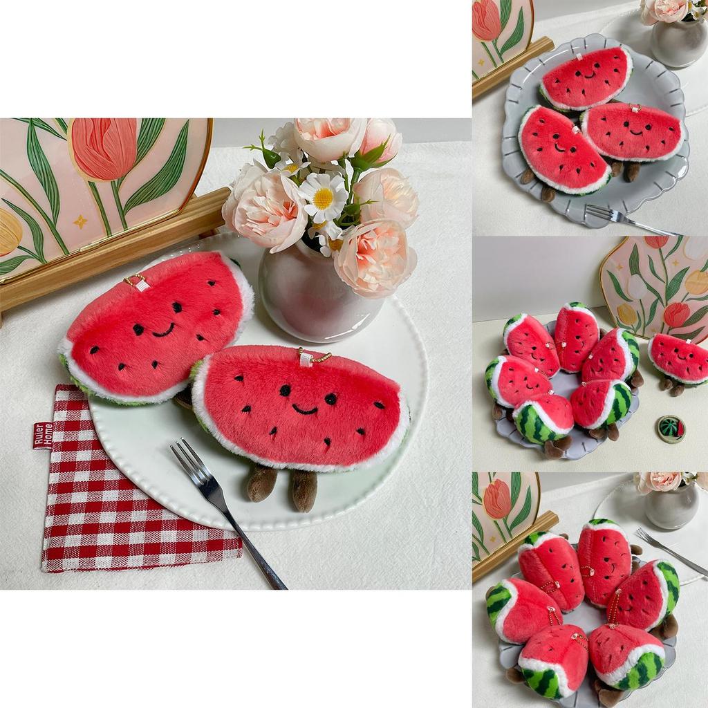 Cute Watermelon Plush Keychain With Pp Cotton Filling For Bag Decoration And Collectors