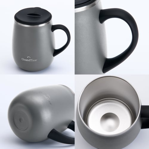 GRANDTIES Premium Vacuum Insulated Mug, 460ml, Available in 19 Colors, with Easy-Open Sliding Lid, Stainless Steel Double-Wall Vacuum Insulation, and