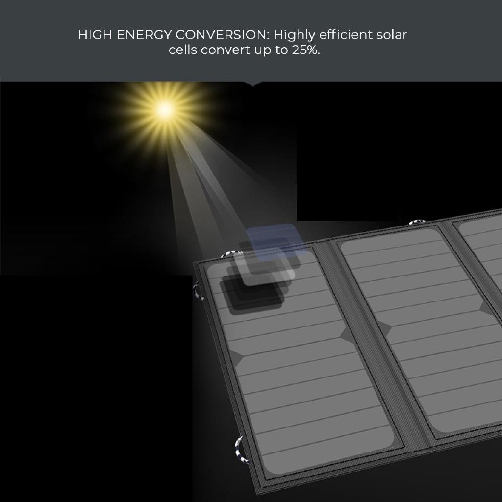 21W Portable Solar Panel Dual 5V USB Folding Foldable Waterproof Panel Charger Power Bank for Phone Battery Fast Charger