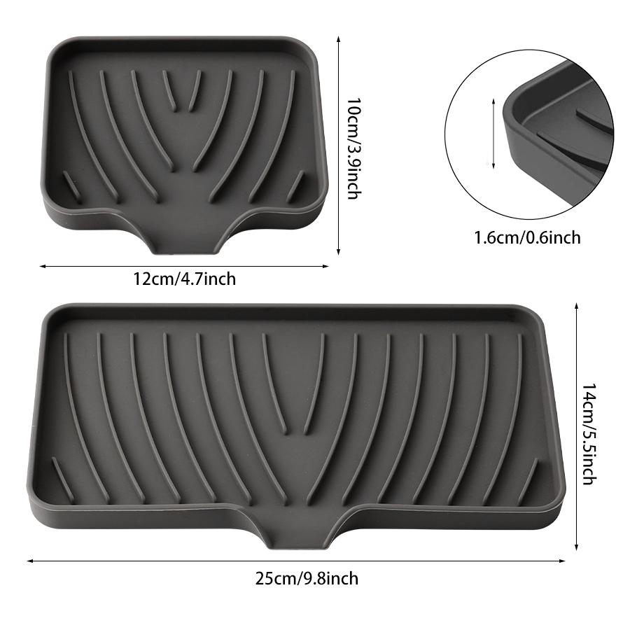 Silicone Kitchen Mat Sink Drain Mat Kitchen Cutlery Tray Diversion Type Non-punched Soap Box Bathroom Storage