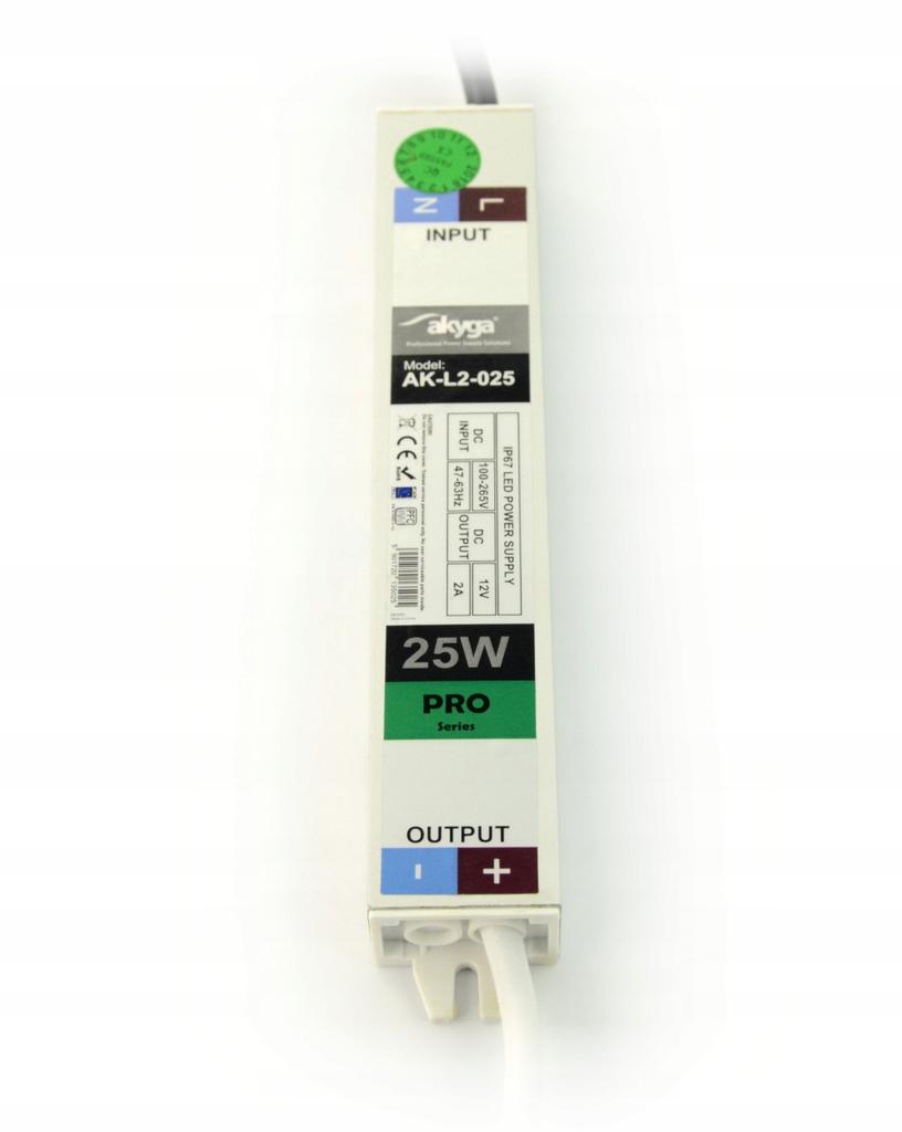Zasilacz impulsowy modularny do LED Akyga AK-L2-025 12V / 2.0A 25W IP67