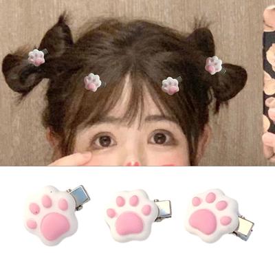 Chic Hair Clip Mini Cat Paw Shape Hairpin for Ponytail Bangs Dopamine Look Style Hairpins for Teenagers Children