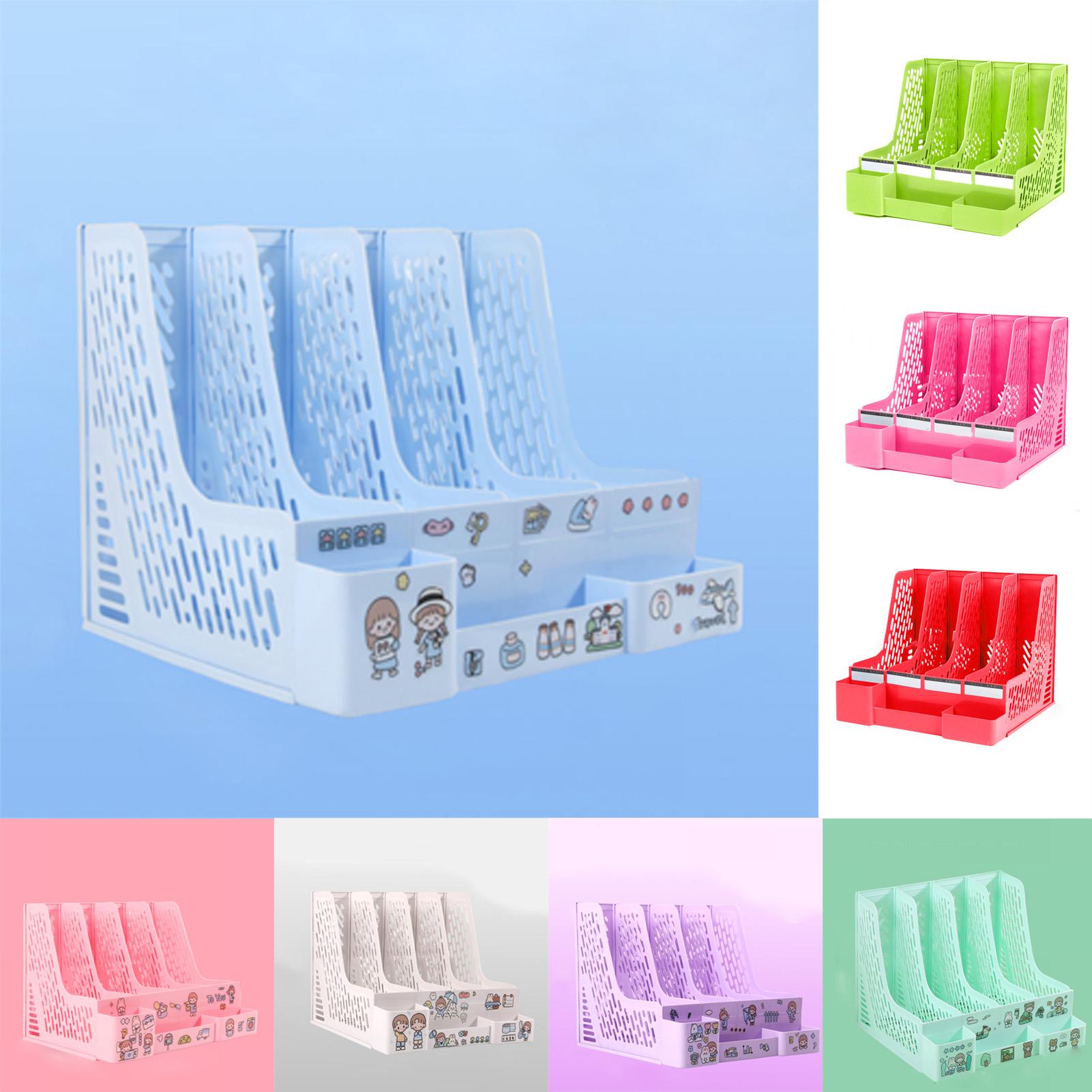 

Настольный органайзер для файлов, 4 отделения, цветная настольная стойка для хранения файлов, студенческая книга, вертикальная книжная полка R Morandi Pink