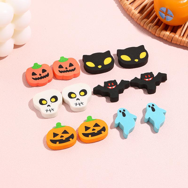 Office School Supplies Halloween Eraser Pumpkin Skull Cat Head Bat Ghost Cartoon Cute Student Stationery Gift Wholesale Gift