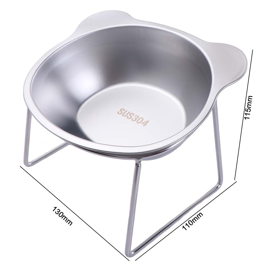 Fall-Resistant Stainless Steel Cat Bowl Cervical Protection with Stand Elevated Cat Food Bowl Anti overturning 15°Tilted Angle