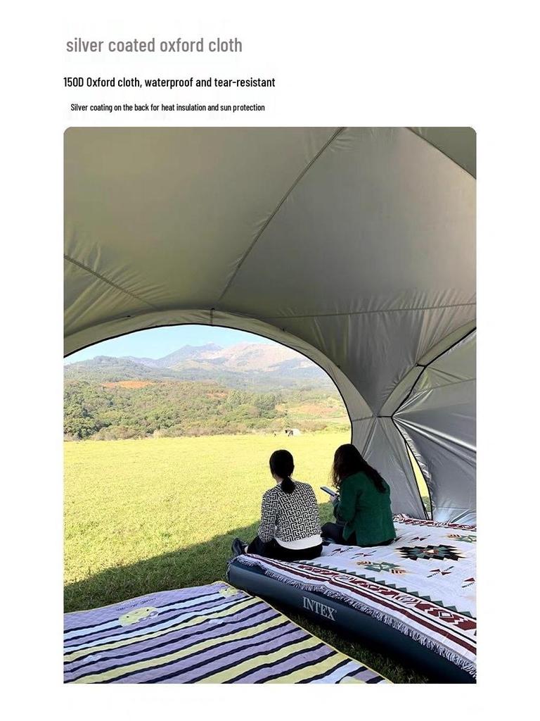 Mongolisches Jurte Exquisites Kuppeldach: XL Outdoor-Sonnenschirm mit Silberbeschichtung für Sonnen- und Regenschutz