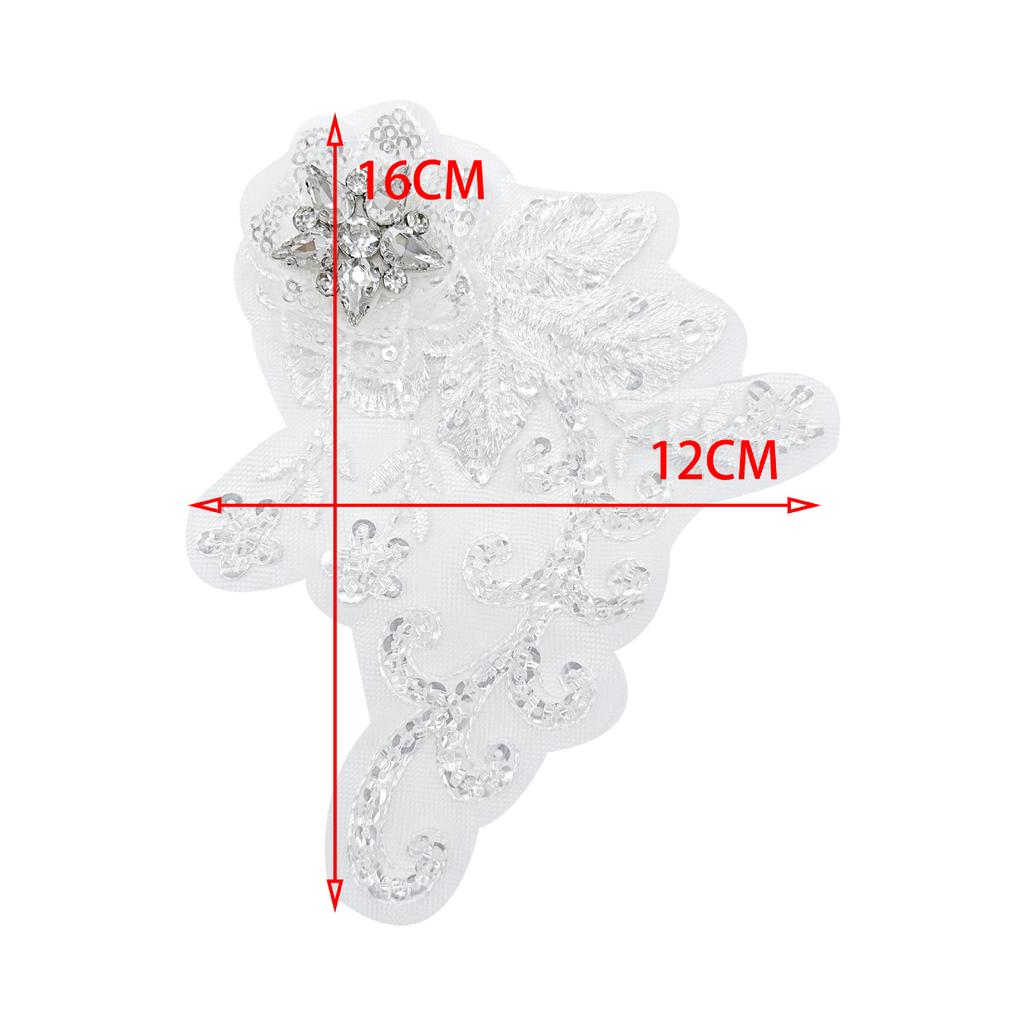 Stage Performance Costume Accessories White Three-Dimensional Sequins Embroidery Lace Diy Accessories Flower Decals
