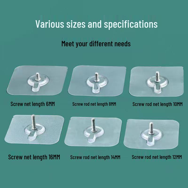 Punch-Free Transparent Adhesive Hook Set for Bathroom Shelves