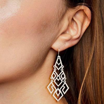 European-American Simple Geometric Diamond-Shaped Stud Earrings for Women