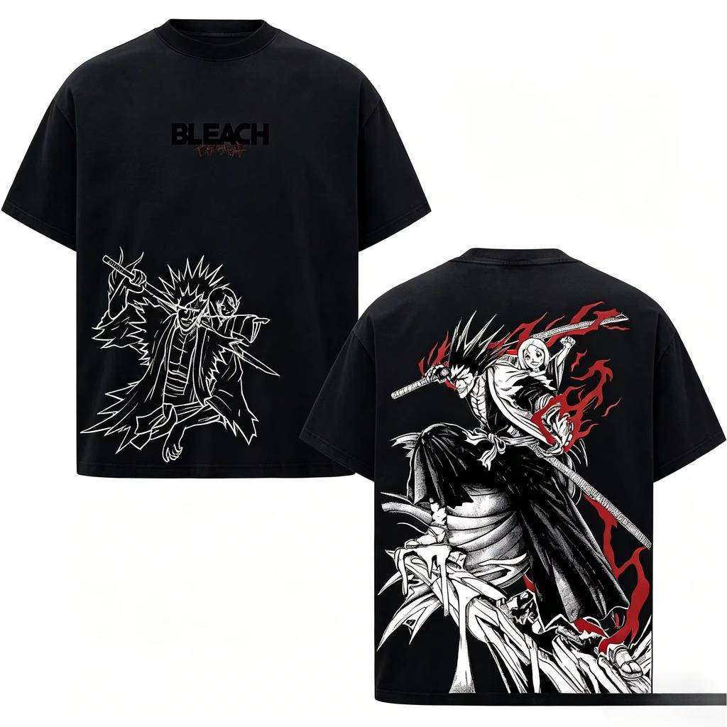 2026 New Hot Bleach Thousand Year Blood War Graphic T-shirt Unisex Harajuku Oversized Casual Loose Crew Neck Summer Tops
