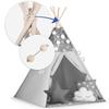 Nukido Children's Teepee Tent With Garland And Lights - Gray With Stars