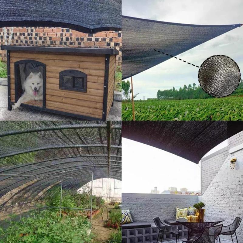 Black Shade Cloth Sunblock Mesh Cover Taped Edge With Grommets, Sun Net For Pergola, Plants Greenhouse, Gardens, Patio, Canopy
