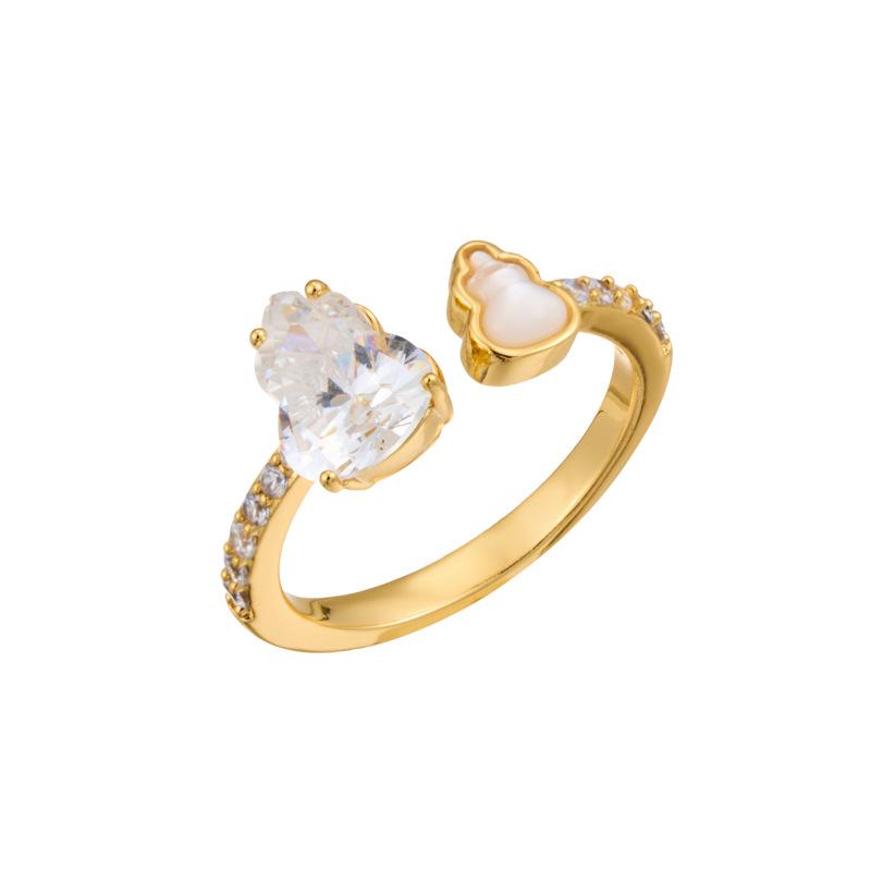 Creative Zircon Shell Gourd Shape Open Ring Fashion High Sense Adjustable Index Finger Ring Smart Ring Ring
