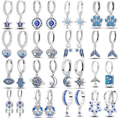 925 Silver Elegant Blue Series Drop Earrings For Woman Fashion Party Fine Gifts Elegant S925 Jewelry Accessories