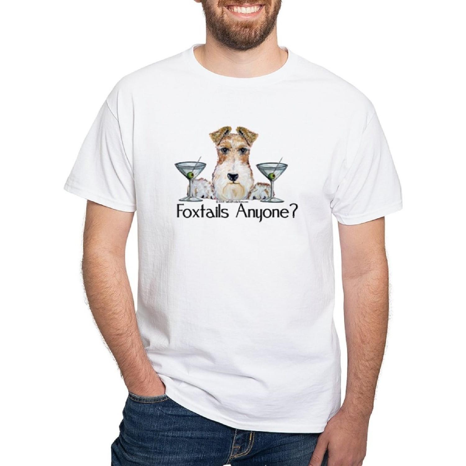 CafePress Wire Fox Terrier Pary White T Shirt Men s 100% Cotton, Classic Graphic White T-Shirt XXXXXL белый