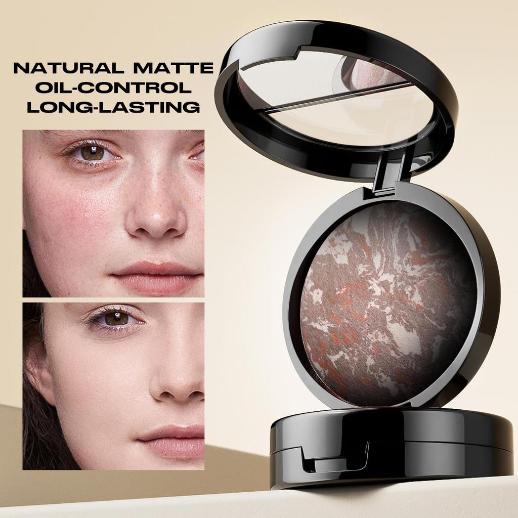 3'ü 1 Arada Pişmiş Pudra Fondöten, Uzun Süre Kalıcı Tam Kapatıcılık, Hafif, Yağ Kontrolü, 24 Saat Görünüm İçin Mat Bitiş, İnce Doku