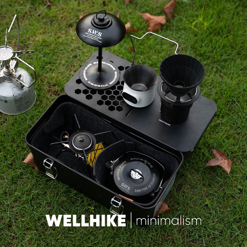 WELLHIKE SWS Vintage Camping Metall-Mittagessenbox Kaffee Tee Outdoor-Ausrüstung Werkzeugkasten Aufbewahrungskoffer
