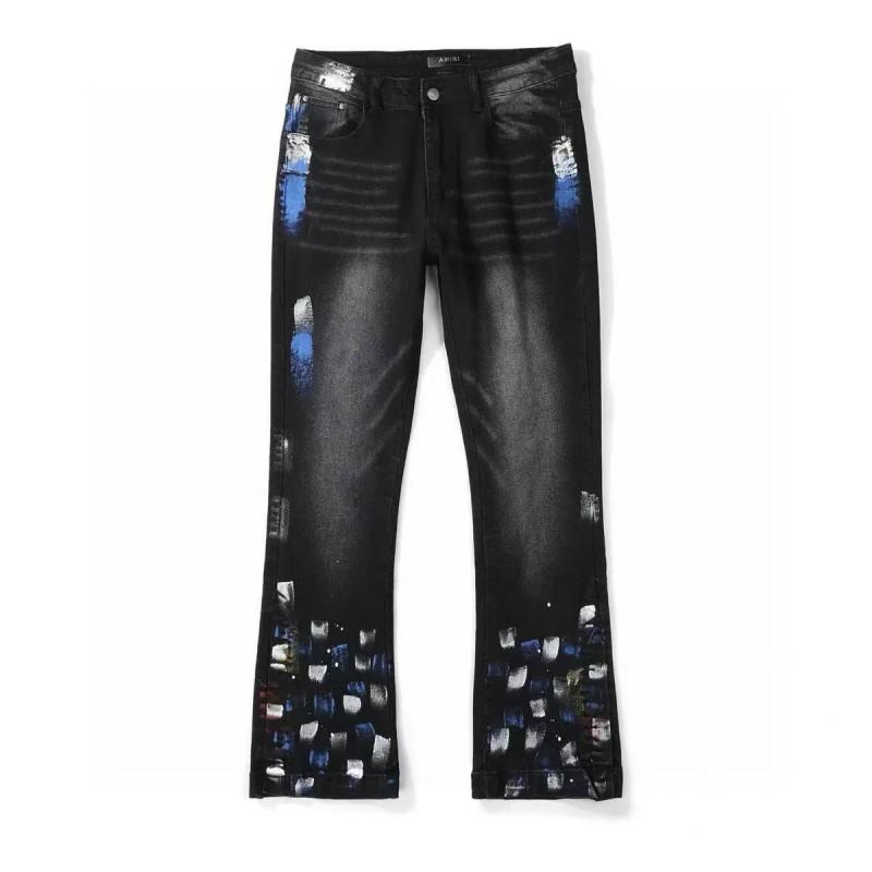 Blugi Negri Subțiri pentru Bărbați din Denim Elasticizați Spălați cu Apă Detalii Uzate Manșetă Mică Stil Casual Adolescenți Adulți